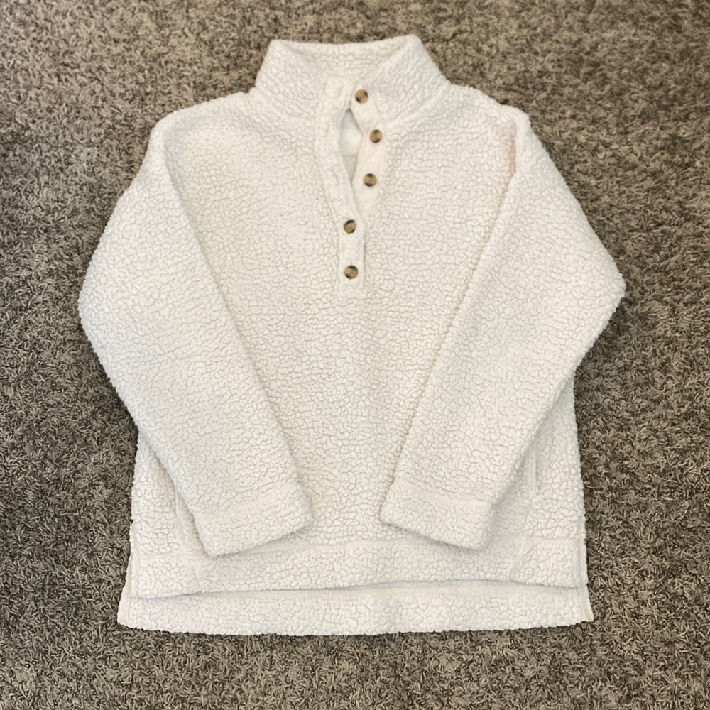 Aerie Cream Sherpa Cowl Neck Sweater